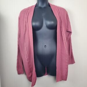 EVELYN TAYLOR | Open Front | Pink | Cardigan Sweater | Size XL